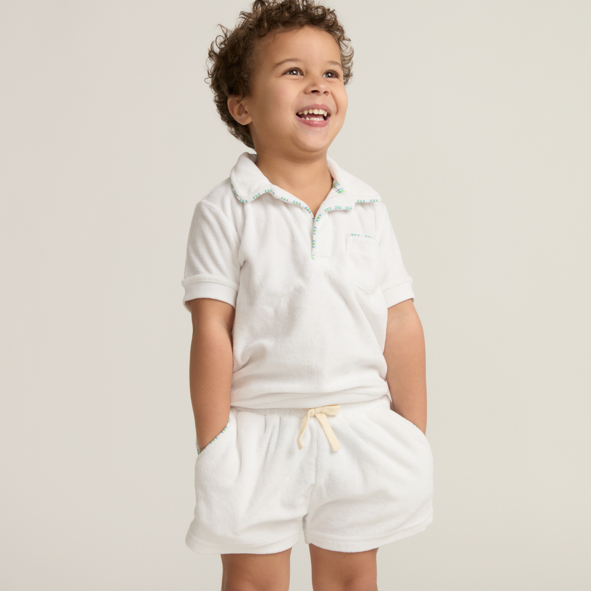 Boys’ Shell White French Terry Short