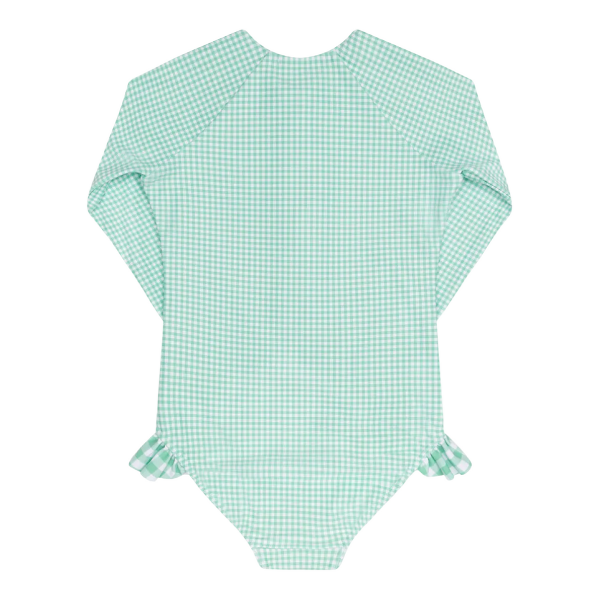 Girl’s Gustavia Gingham Front Zip Rashguard One Piece