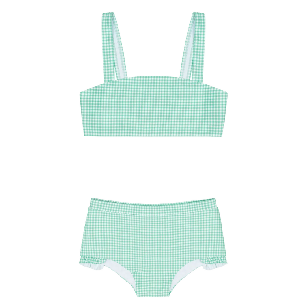 Girl’s Gustavia Gingham Bandeau Bikini and Swim Shorts