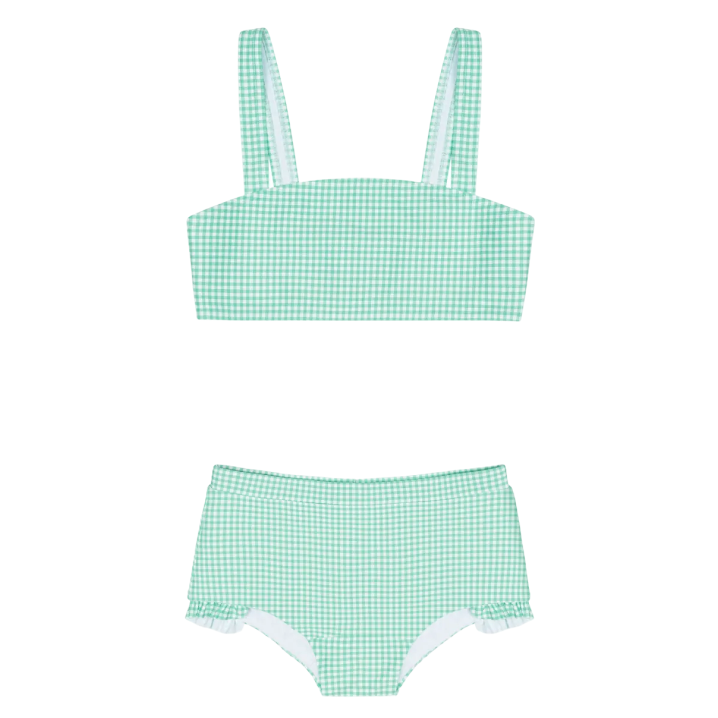 Girl’s Gustavia Gingham Bandeau Bikini and Swim Shorts