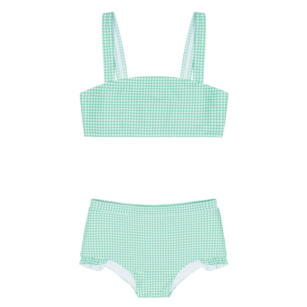 Girl’s Gustavia Gingham Bandeau Bikini and Swim Shorts