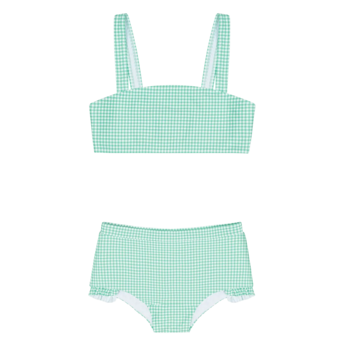 Girl’s Gustavia Gingham Bandeau Bikini and Swim Shorts