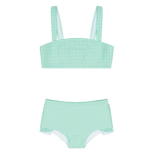 Girl’s Gustavia Gingham Bandeau Bikini and Swim Shorts