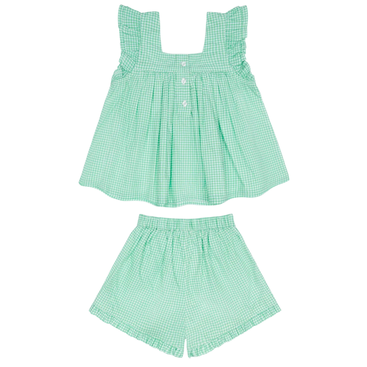 Girls’ Gustavia Gingham Ruffle Top and Short Set