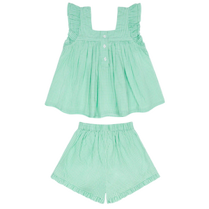 Girls’ Gustavia Gingham Ruffle Top and Short Set