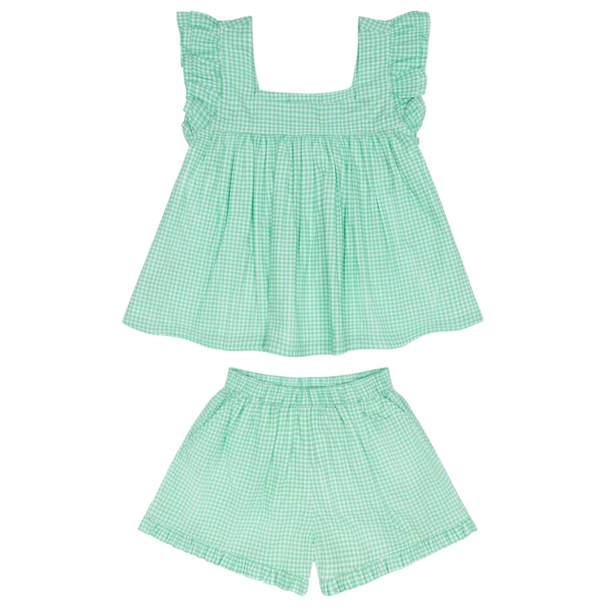Girls’ Gustavia Gingham Ruffle Top and Short Set