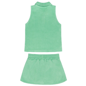 Girls’ Gustavia Green French Terry Tennis Tank Top and Skort Set