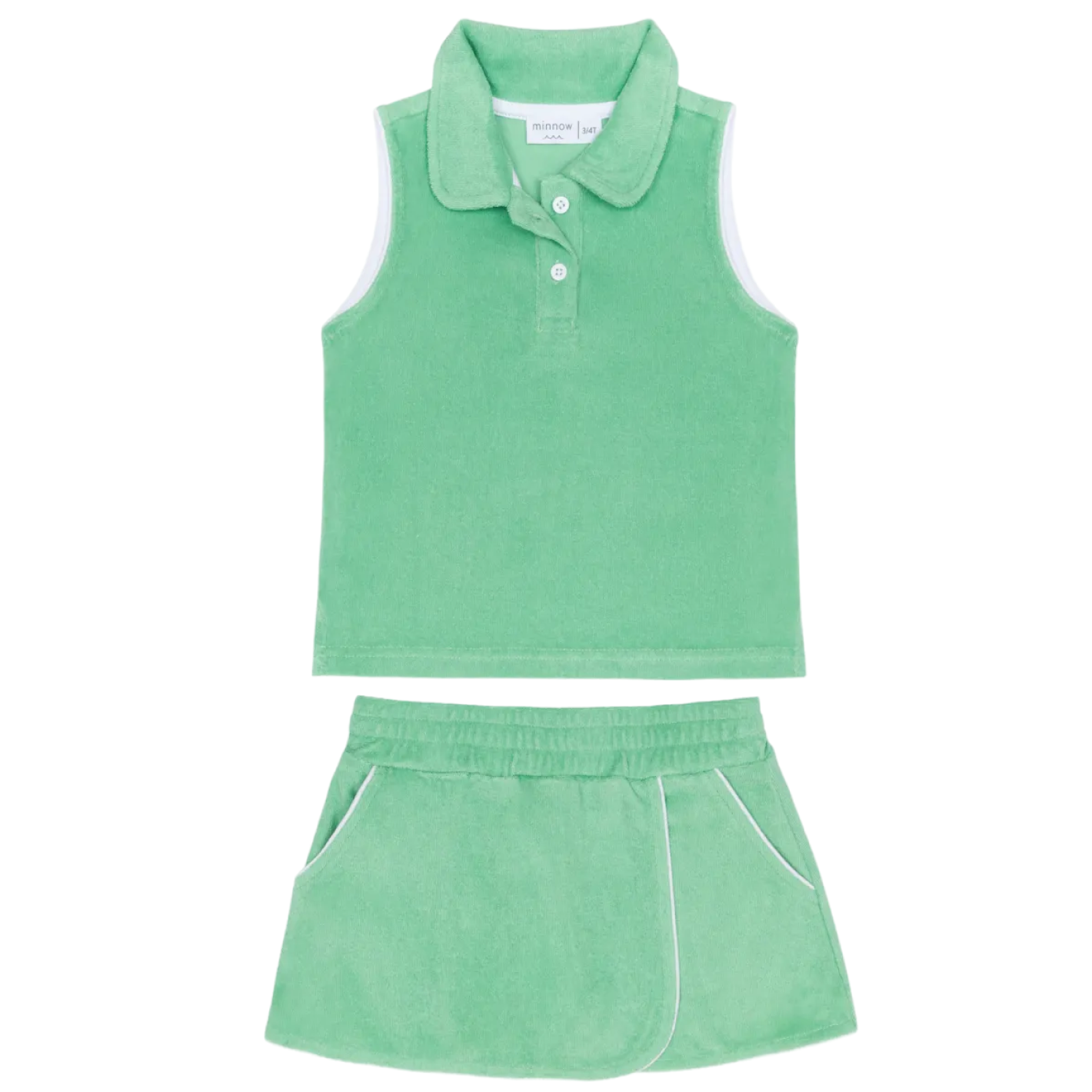 Girls’ Gustavia Green French Terry Tennis Tank Top and Skort Set
