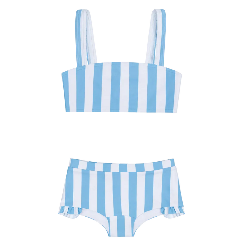 Girl’s Bay Stripe Bandeau Bikini and Swim Shorts