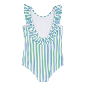 Girl’s Tamarin Stripe Ruffle Collar One Piece