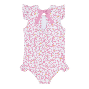 Girl’s Blush Bloom Ruffle Cap Sleeve One Piece