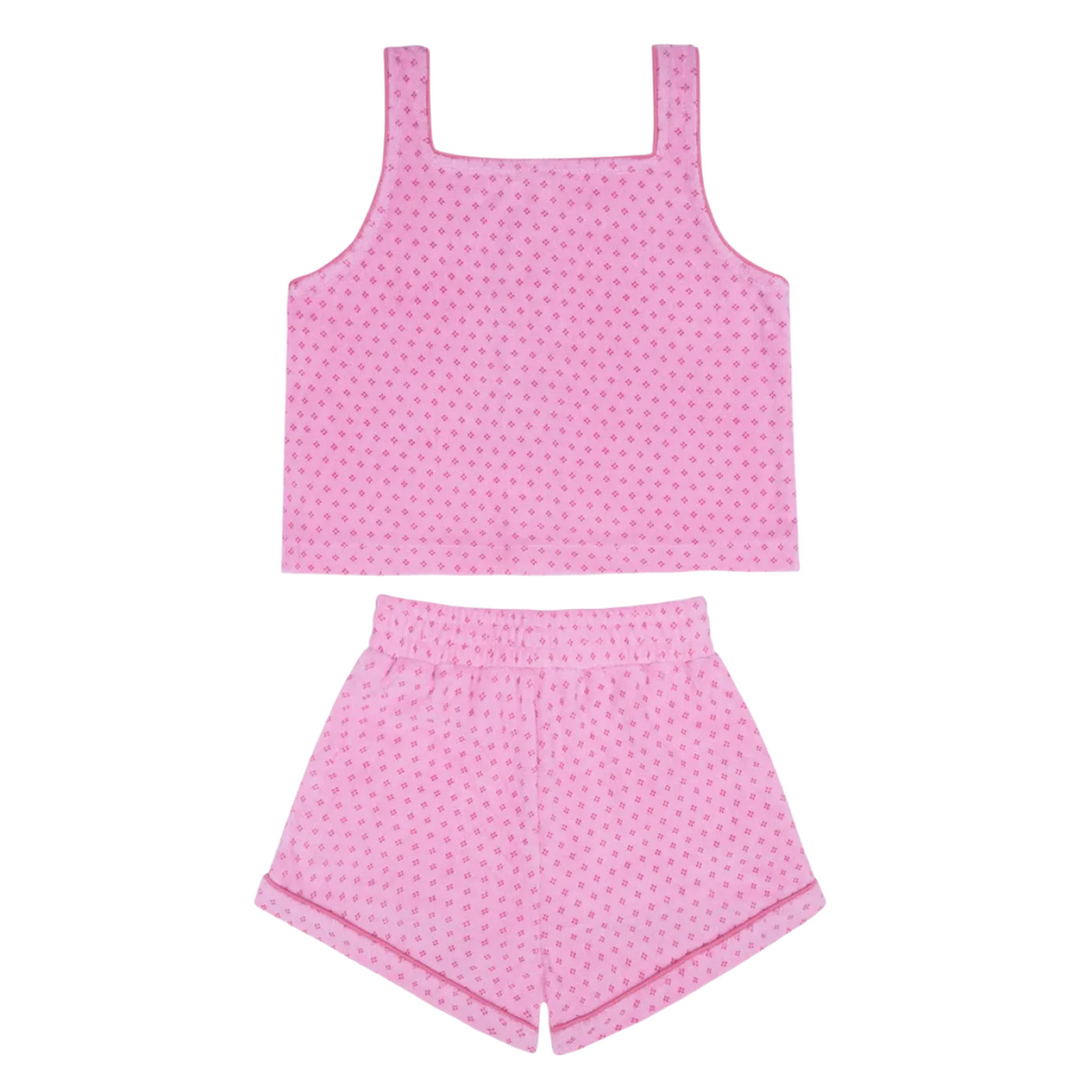 Girls’ Blush Dot French Terry Button Tank and Short Set