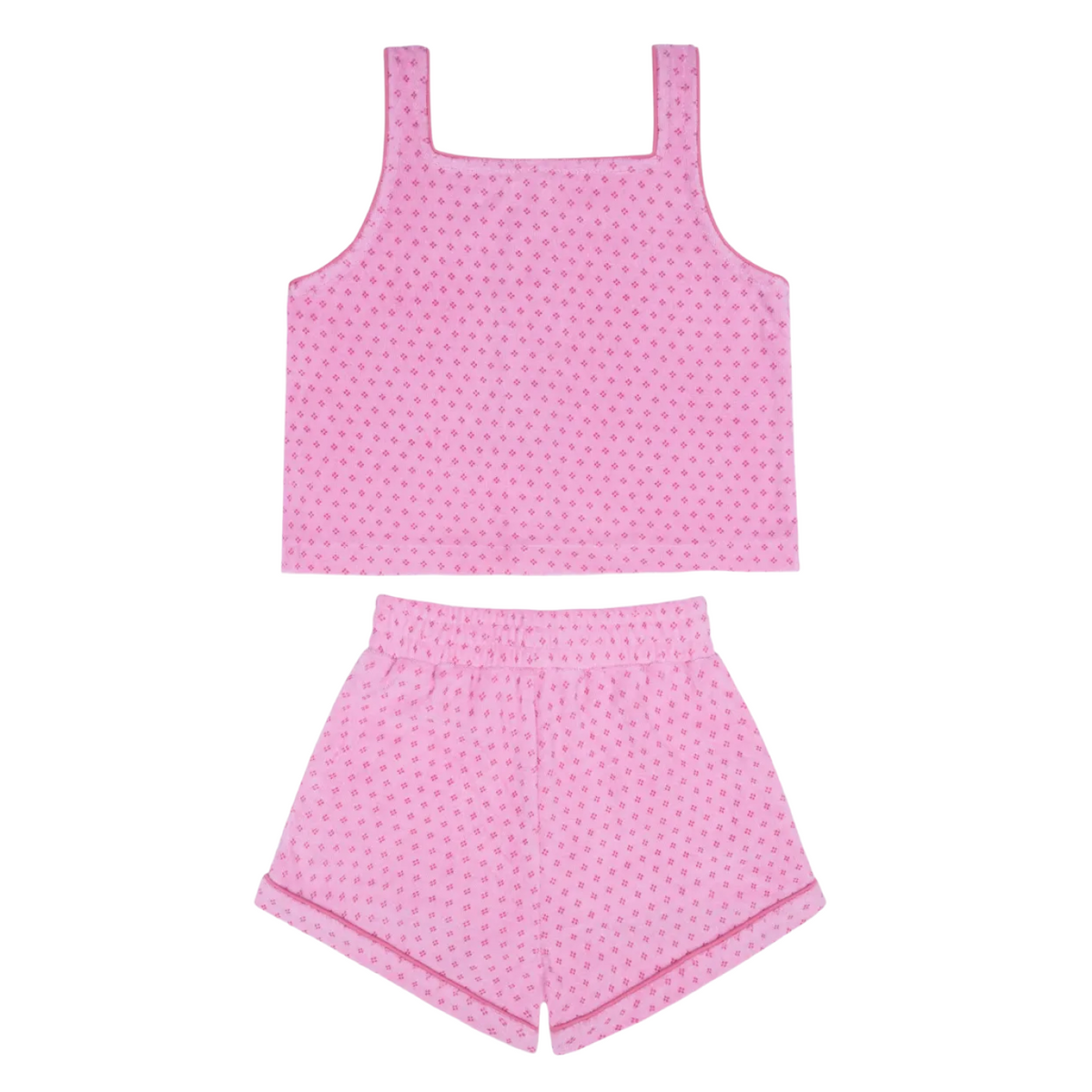 Girls’ Blush Dot French Terry Button Tank and Short Set
