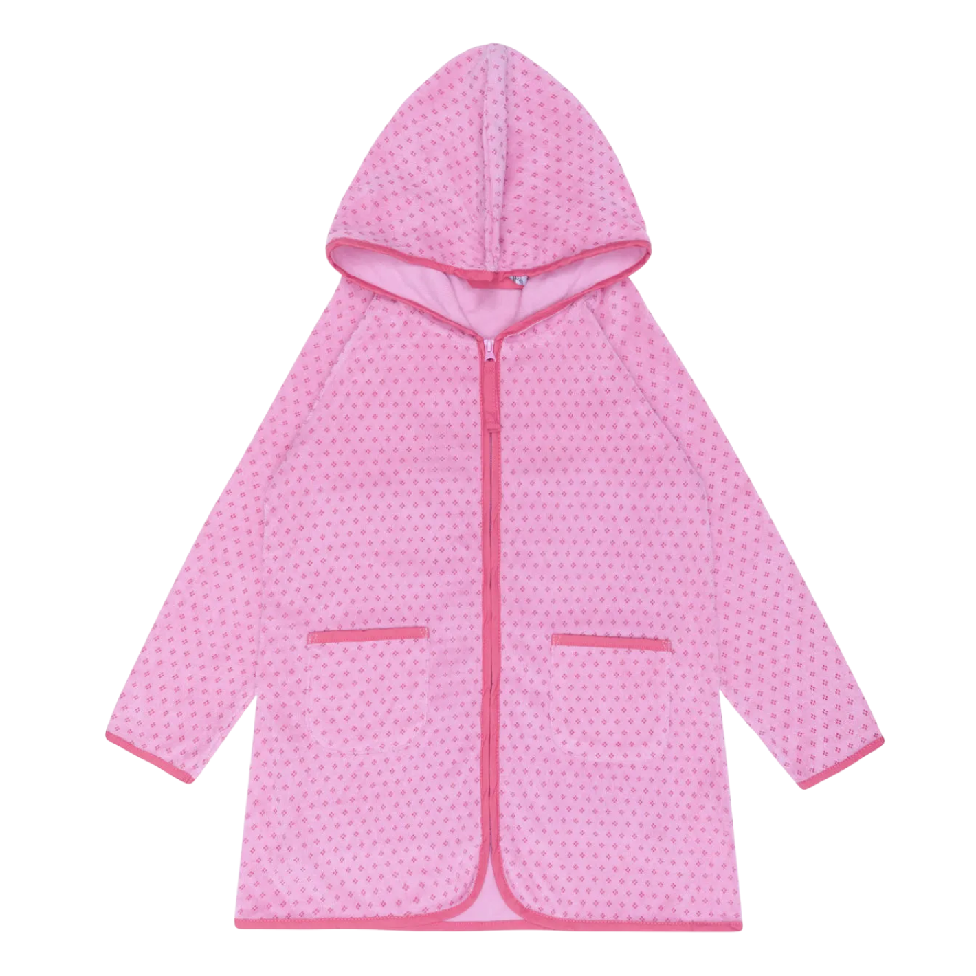 Unisex Blush Dot French Terry Hooded Zipper Coverup