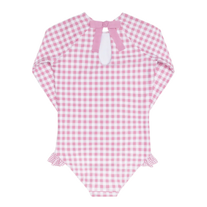 Girl’s Blush Gingham Rashguard One Piece