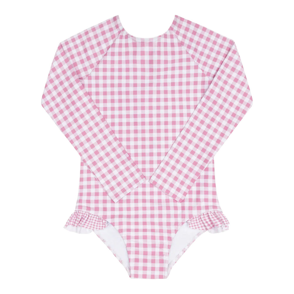 Girl’s Blush Gingham Rashguard One Piece