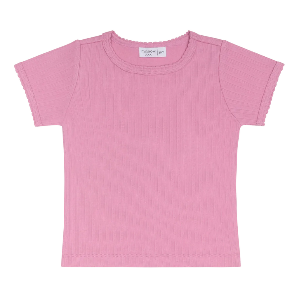 Girls’ Blush Pointelle Puff Sleeve Shirt