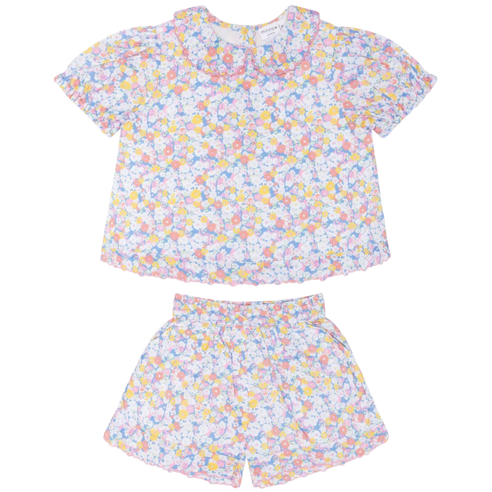 Girls’ Jasmine Blossom Puff Sleeve Top and Short Set