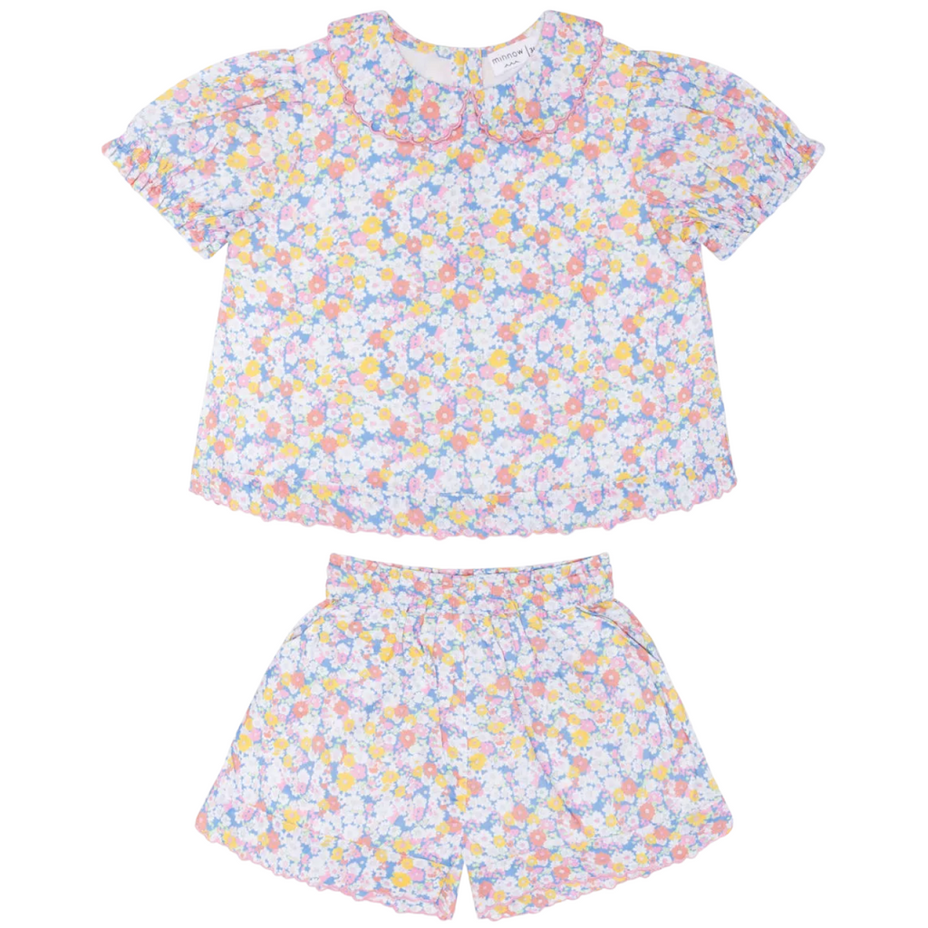 Girls’ Jasmine Blossom Puff Sleeve Top and Short Set
