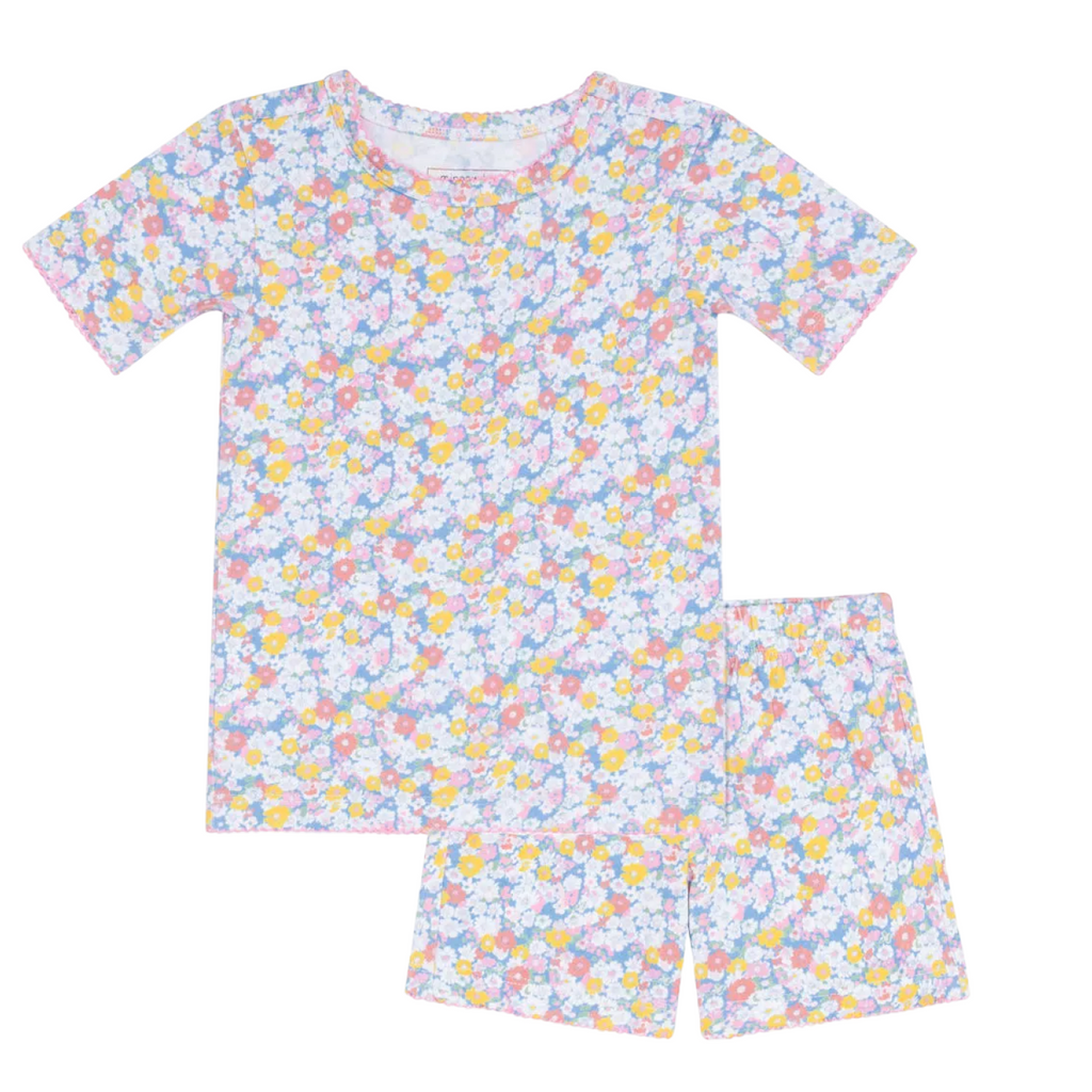 Girls’ Jasmine Blossom Shirt and Short Pima Pajamas Set