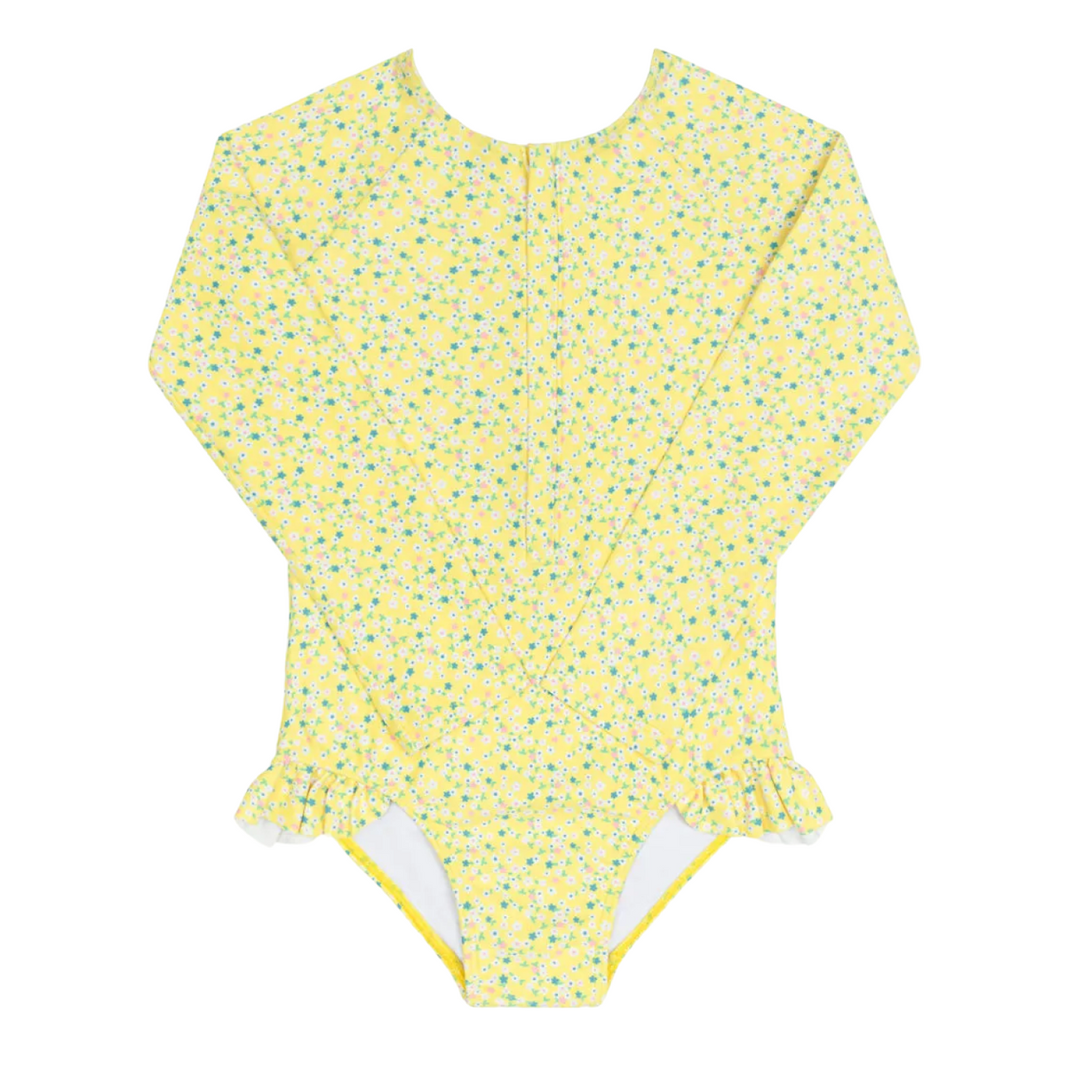 Girl’s Petite Fleur Front Zip Rashguard One Piece