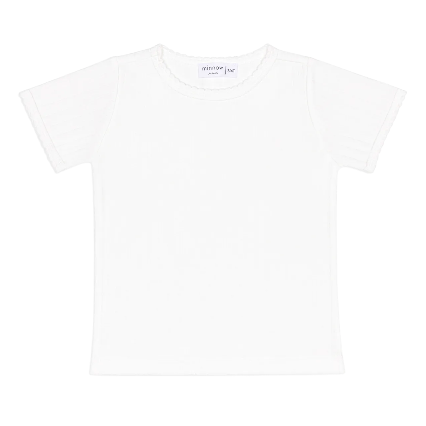 Girls’ Shell White Pointelle Puff Sleeve Shirt