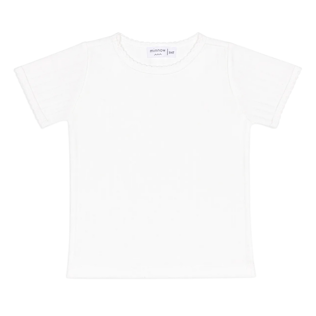 Girls’ Shell White Pointelle Puff Sleeve Shirt