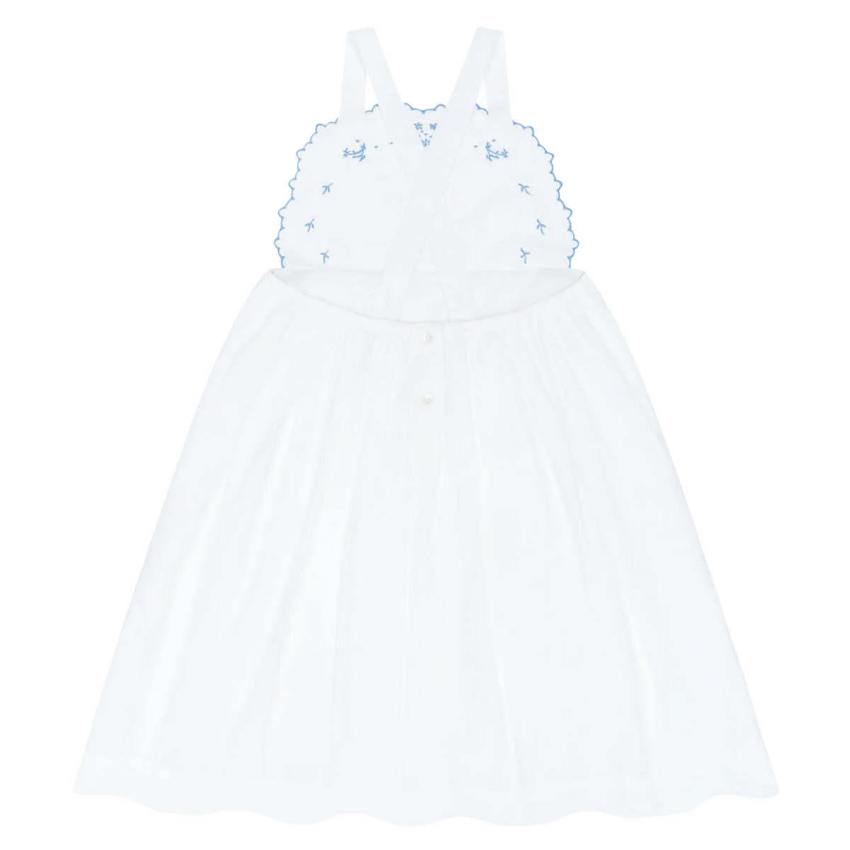 Girls’ Shell White Cross Back Pinafore Dress