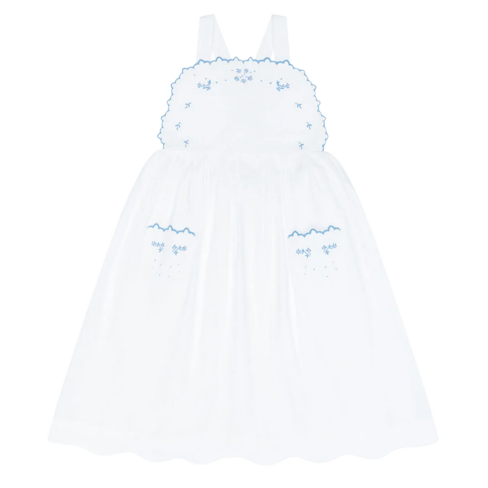 Girls’ Shell White Cross Back Pinafore Dress