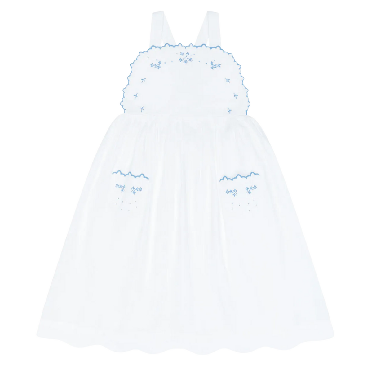 Girls’ Shell White Cross Back Pinafore Dress
