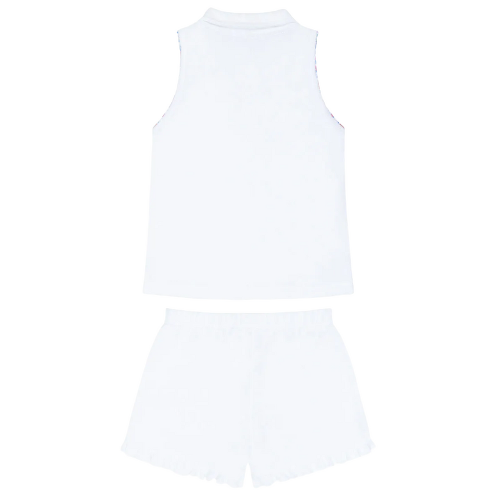 Girls’ Shell White French Terry Tennis Tank Top and Short Set