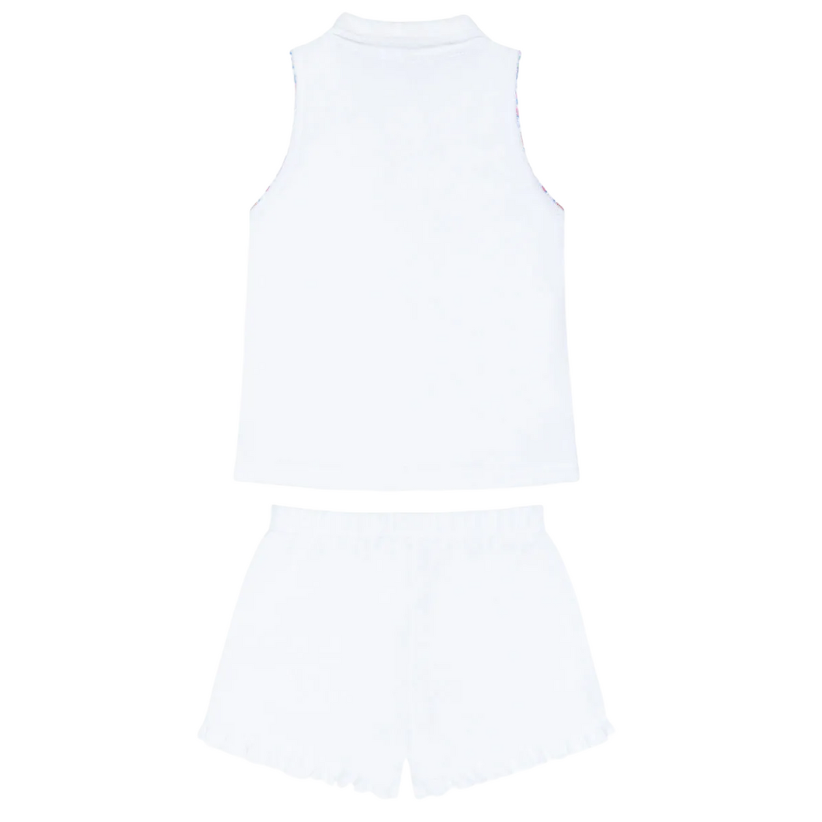 Girls’ Shell White French Terry Tennis Tank Top and Short Set