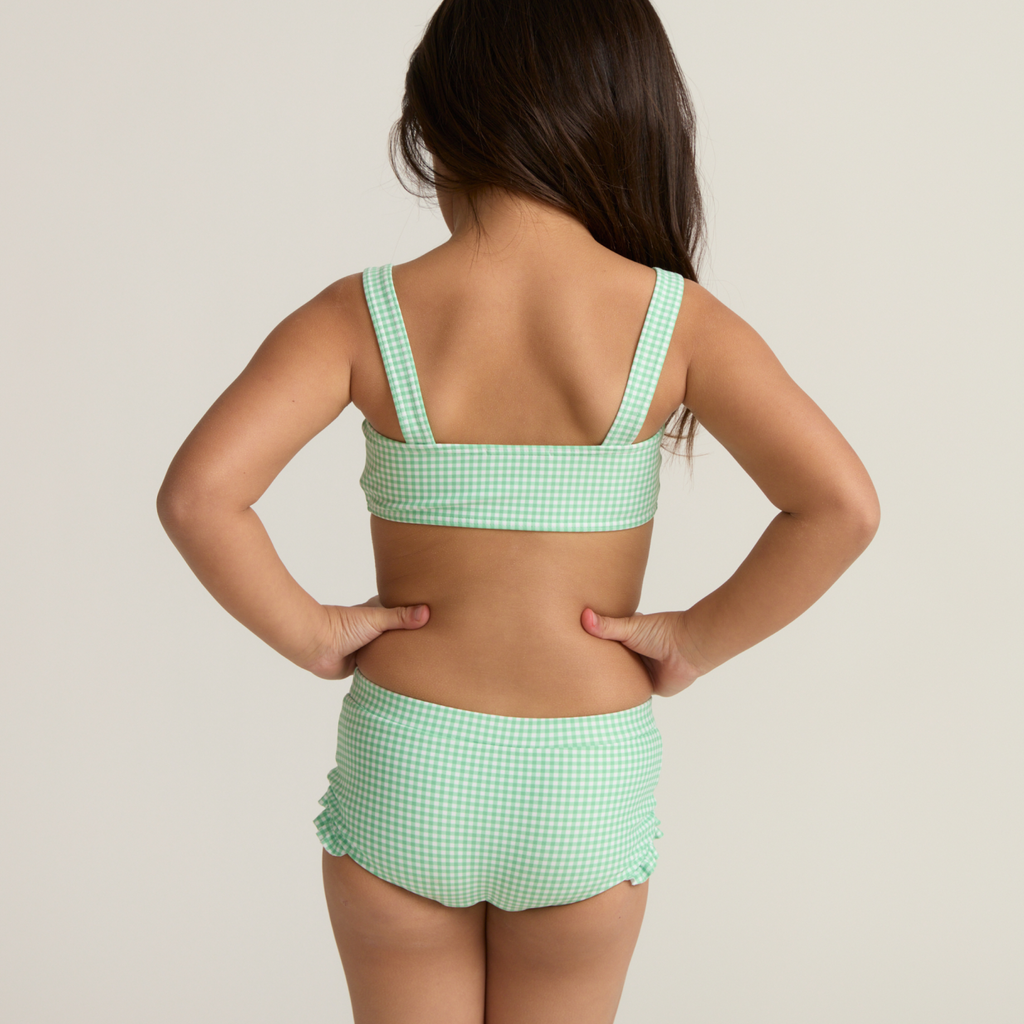 Girl’s Gustavia Gingham Bandeau Bikini and Swim Shorts
