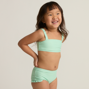Girl’s Gustavia Gingham Bandeau Bikini and Swim Shorts