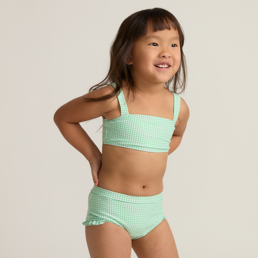 Girl’s Gustavia Gingham Bandeau Bikini and Swim Shorts