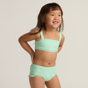 Girl’s Gustavia Gingham Bandeau Bikini and Swim Shorts