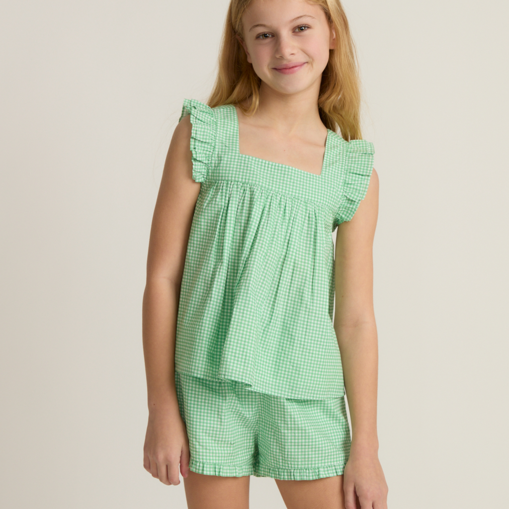 Girls’ Gustavia Gingham Ruffle Top and Short Set