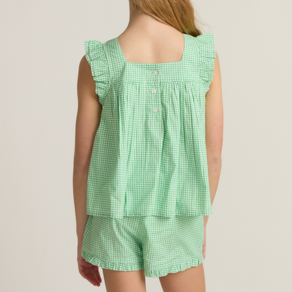 Girls’ Gustavia Gingham Ruffle Top and Short Set