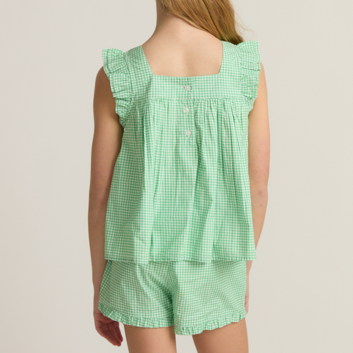 Girls’ Gustavia Gingham Ruffle Top and Short Set