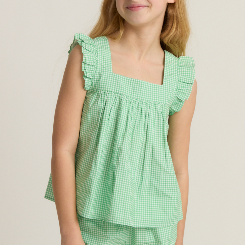 Girls’ Gustavia Gingham Ruffle Top and Short Set