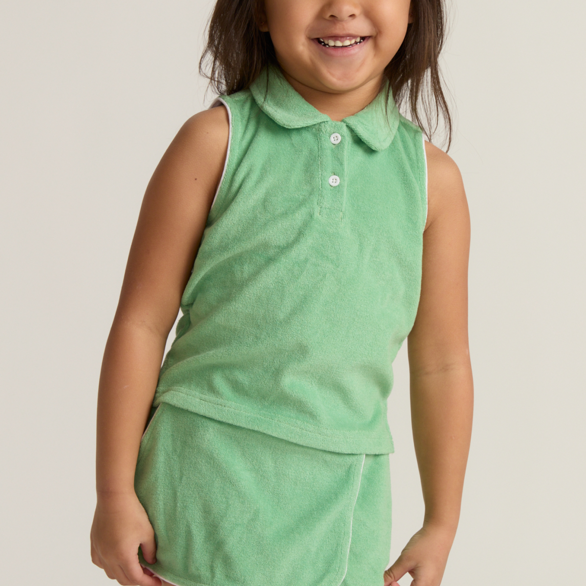 Girls’ Gustavia Green French Terry Tennis Tank Top and Skort Set