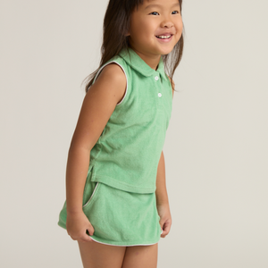 Girls’ Gustavia Green French Terry Tennis Tank Top and Skort Set