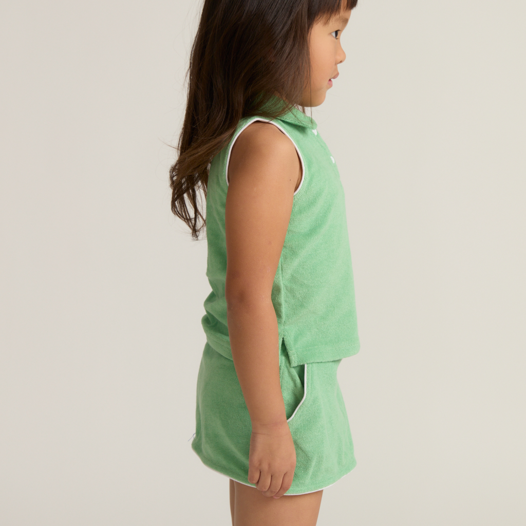 Girls’ Gustavia Green French Terry Tennis Tank Top and Skort Set