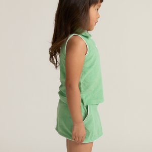 Girls’ Gustavia Green French Terry Tennis Tank Top and Skort Set