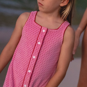 Girls’ Blush Dot French Terry Button Front Dress