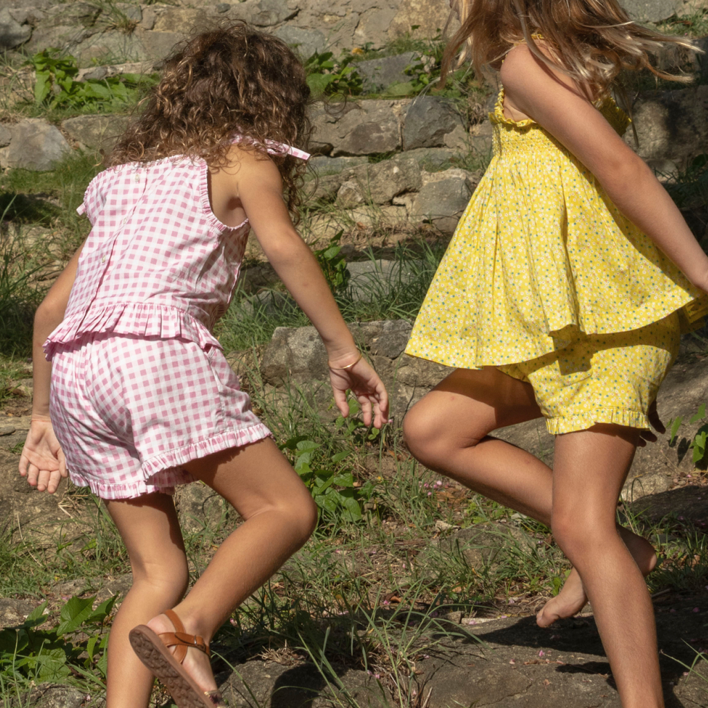 Girls’ Blush Gingham Tie Tank and Short Set