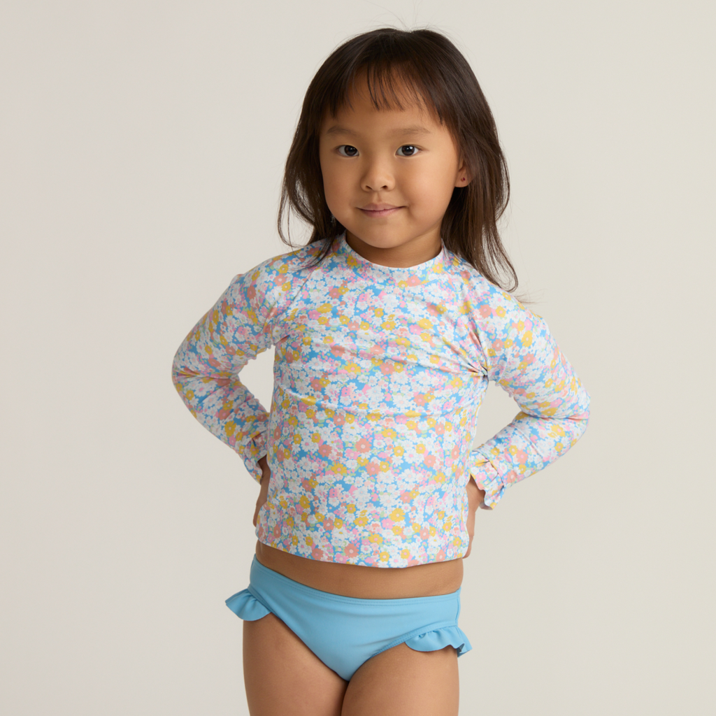 Girl’s Jasmine Blossom Ruffle Rashguard Set