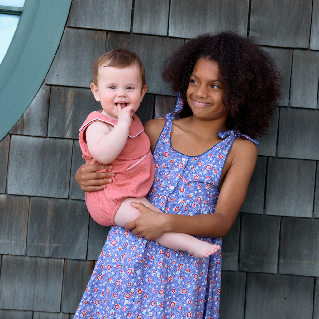 Baby Girls Sailor Red Seersucker Bubble Romper