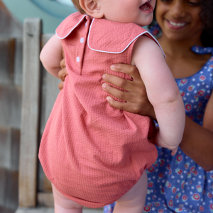 Baby Girls Sailor Red Seersucker Bubble Romper