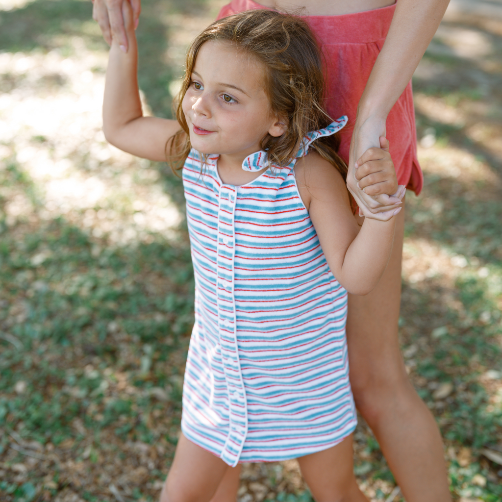 Girls Jetty Stripe French Terry Tie Knot Dress